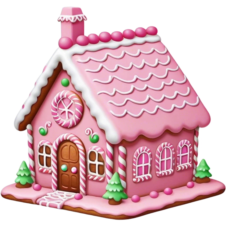 A pink gingerbread house emoji