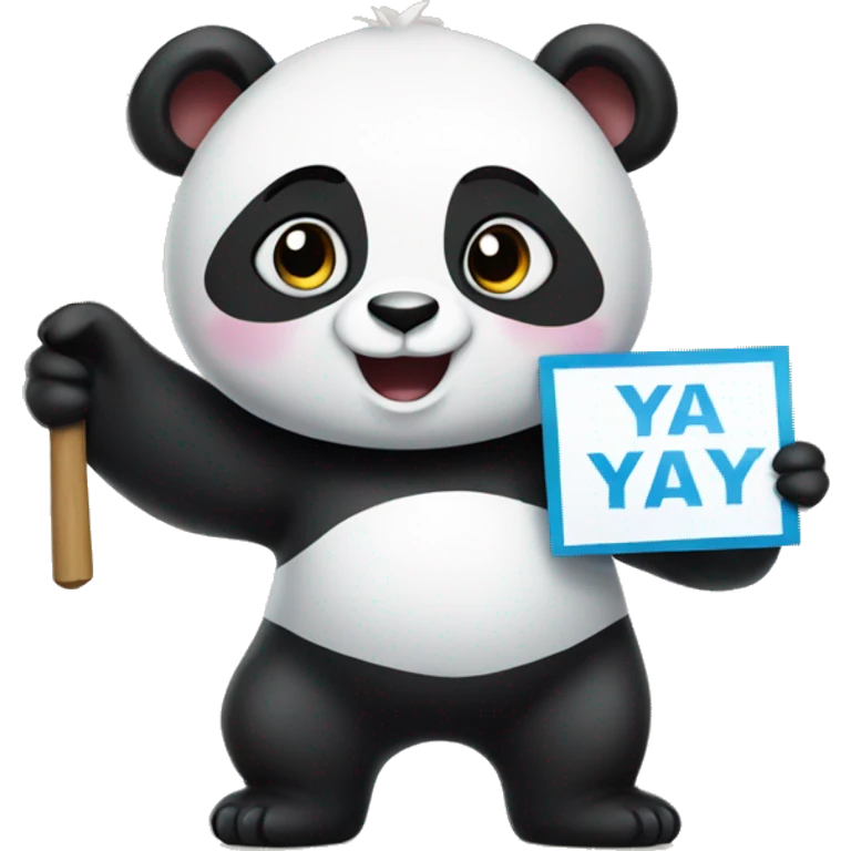 Panda holding a sign that says YAY emoji