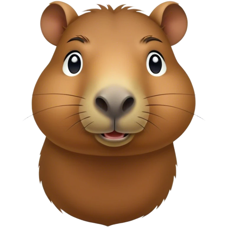 Cinematic Comical Capybara Portrait Emoji, Head tilted dramatically with an exaggeratedly shocked expression, featuring a robust, rotund build with wide, comically expressive eyes full of humorous disbelief, Simplified yet hilariously expressive features, highly detailed, glowing with a slightly sassy natural glow, high shine, dramatic yet playful, stylized with an air of quirky charm, soft glowing outline, capturing the essence of a meme-worthy capybara that looks ready to side-eye its way into viral fame! emoji