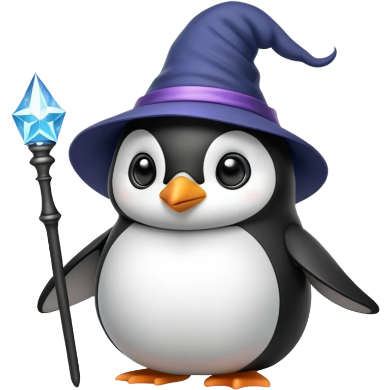 penguin with wizard hat and magic wand emoji