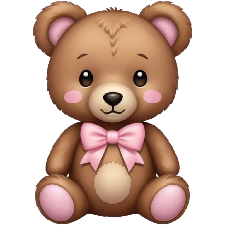 Teddy bear with light pink bow  emoji