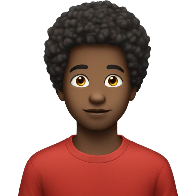 boy in red shirt portrait Afro emoji