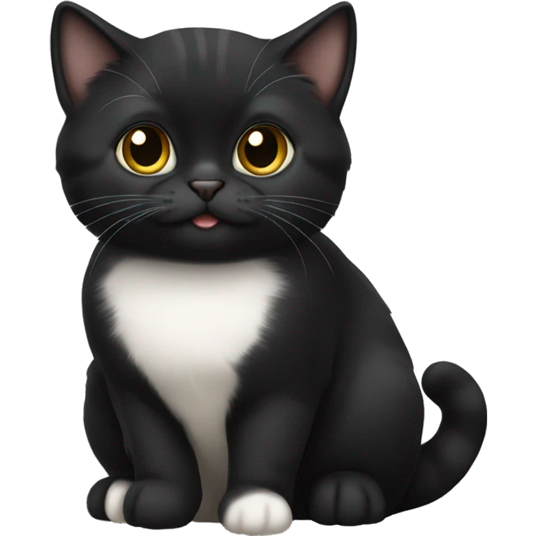 Black munchkin cat sitting emoji