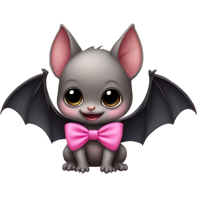 Baby bat with a pink bow emoji