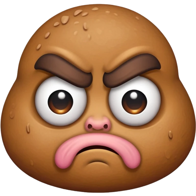 grumpy poop emoji with angry eyebrows emoji