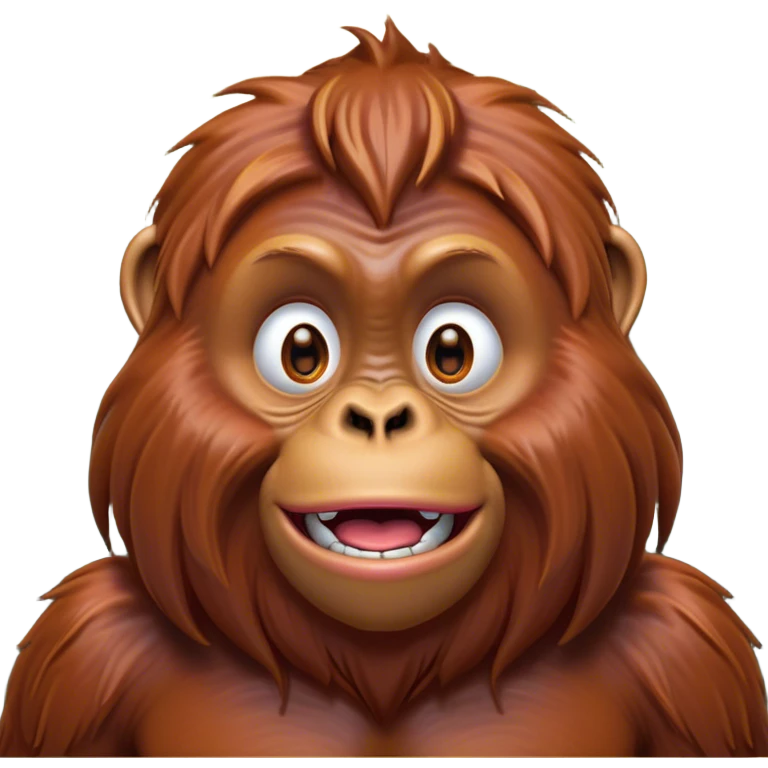 Cinematic Comical Orangutan Portrait Emoji, Head tilted dramatically with an exaggeratedly shocked expression, featuring a robust, animated face with wide, comically expressive eyes full of humorous disbelief, Simplified yet hilariously expressive features, highly detailed, glowing with a slightly sassy glow, high shine, dramatic yet playful, stylized with an air of quirky jungle attitude, soft glowing outline, capturing the essence of a meme-worthy orangutan that looks ready to side-eye its way into viral fame! emoji