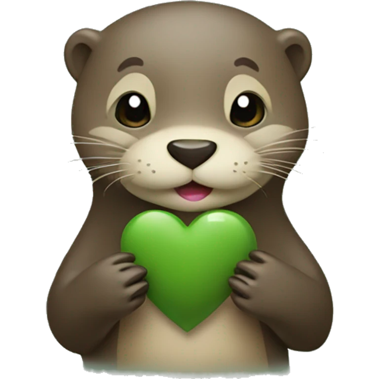 otter holding khaki green heart emoji