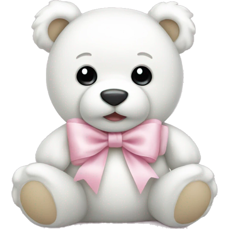 White teddy bear with light pink bow emoji