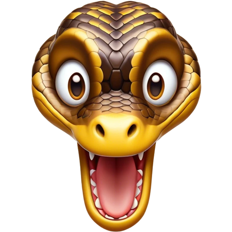 Cinematic Comical Python Portrait Emoji, Head tilted dramatically with an exaggeratedly shocked expression, featuring a robust, patterned body with wide, comically expressive eyes full of humorous disbelief, Simplified yet hilariously expressive features, highly detailed, glowing with a slightly sassy glow, high shine, dramatic yet playful, stylized with an air of quirky reptilian attitude, soft glowing outline, capturing the essence of a meme-worthy python that looks ready to side-eye its way into viral fame! emoji