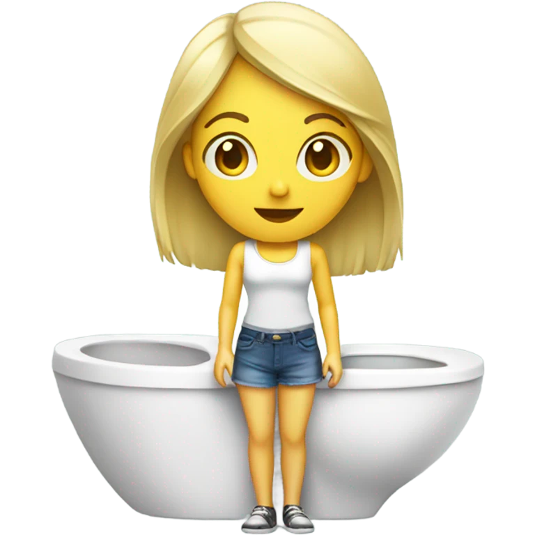 Blonde girl next to toilet emoji