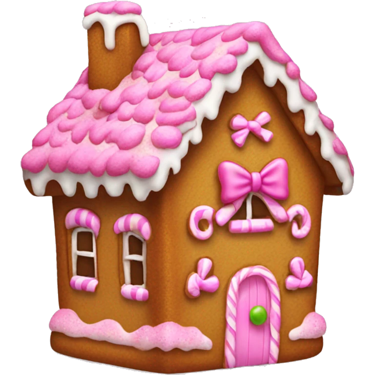 Gingerbread house with a pink bow  emoji