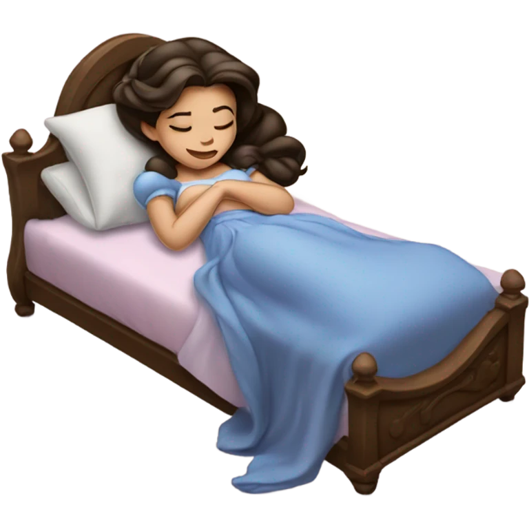 Sleeping brunette beauty princess Disney, bed emoji