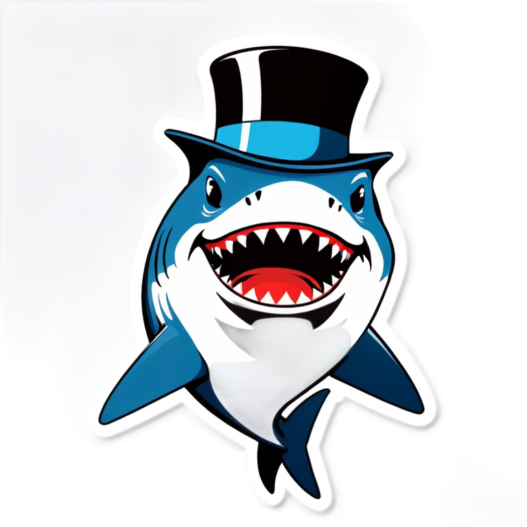 Shark with a top hat emoji