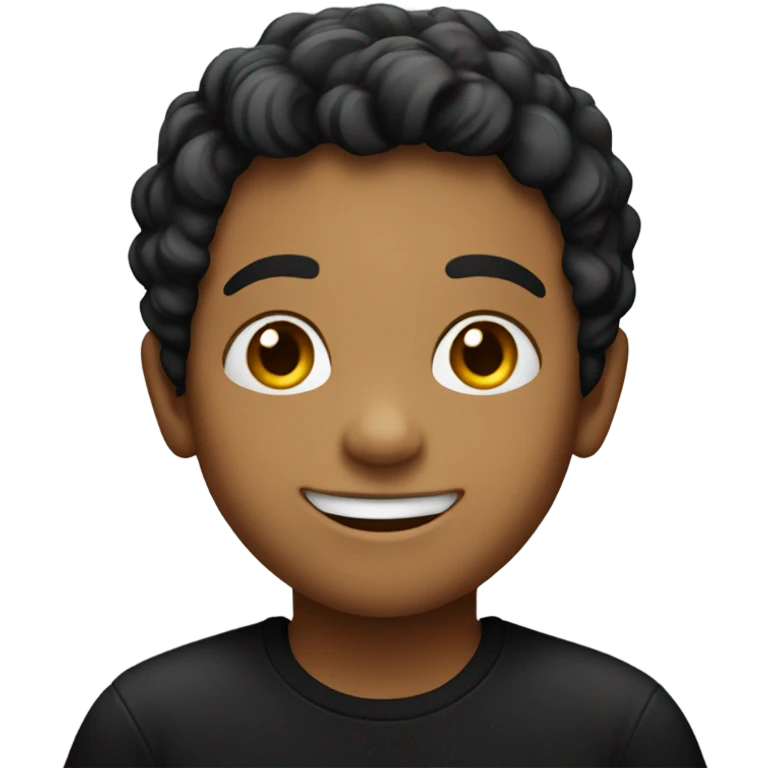 smiling boy in black shirt emoji