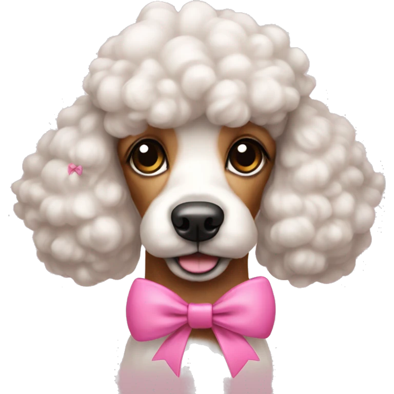 A poodle with a pink bow on its head emoji