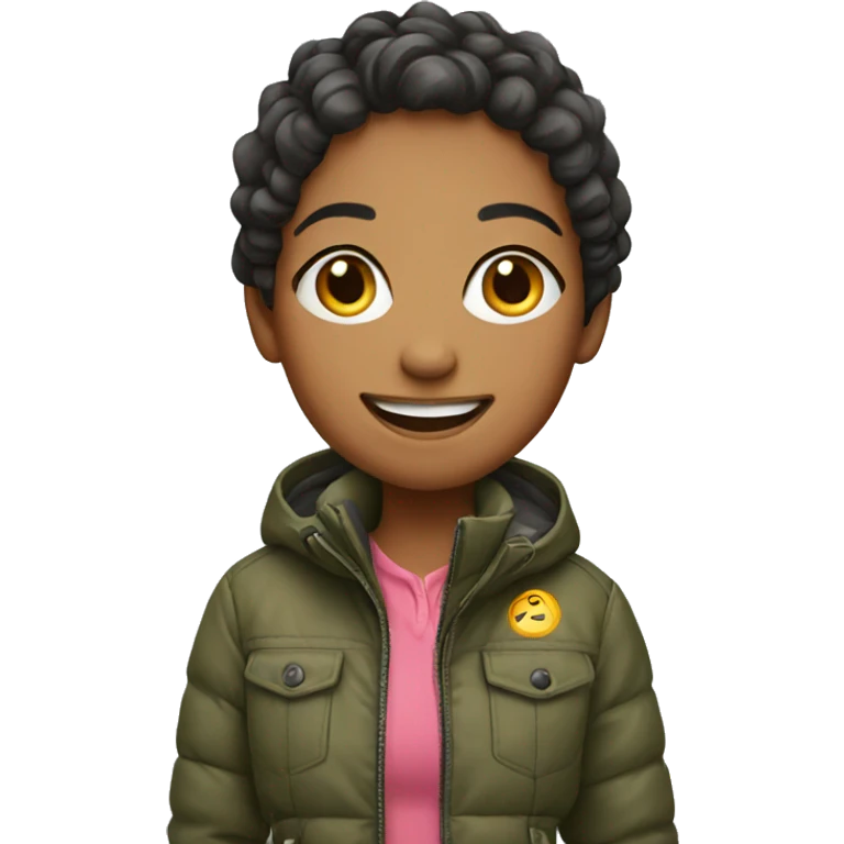 smiling girl in outdoor jacket emoji