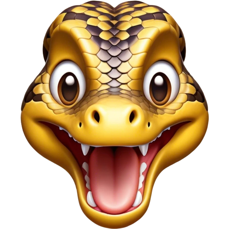 Cinematic Comical Python Portrait Emoji, Head tilted dramatically with an exaggeratedly shocked expression, featuring a robust, patterned body with wide, comically expressive eyes full of humorous disbelief, Simplified yet hilariously expressive features, highly detailed, glowing with a slightly sassy glow, high shine, dramatic yet playful, stylized with an air of quirky reptilian attitude, soft glowing outline, capturing the essence of a meme-worthy python that looks ready to side-eye its way into viral fame! emoji
