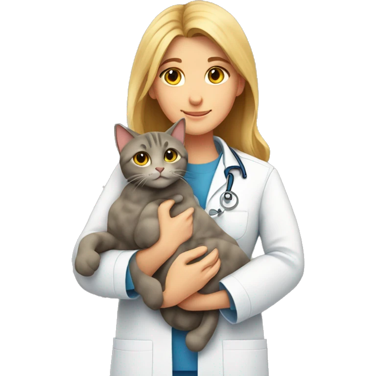 cat cuddles veterinarian girl emoji