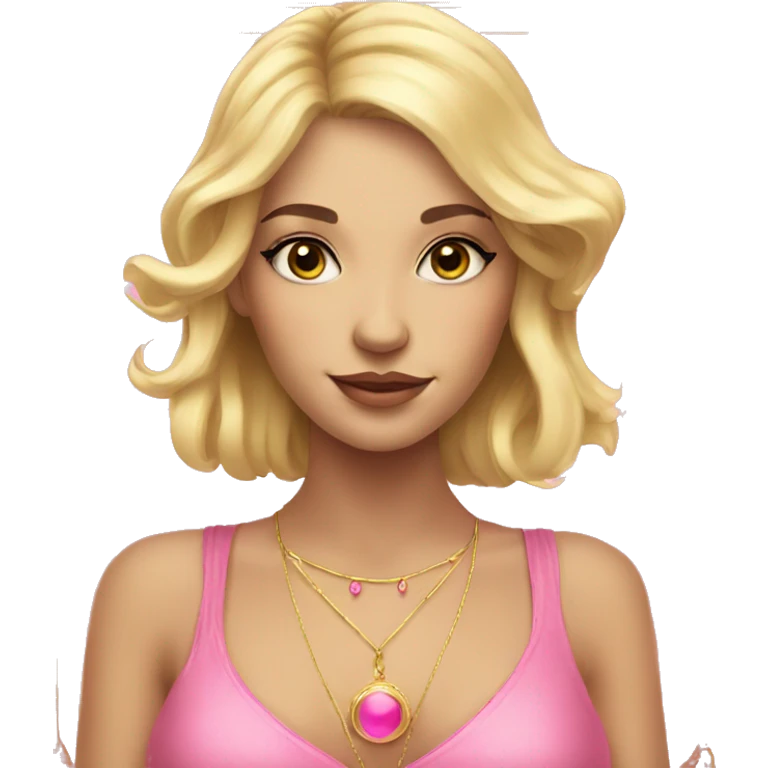 Blonde beautiful girl with pink pink tarot gold cards emoji