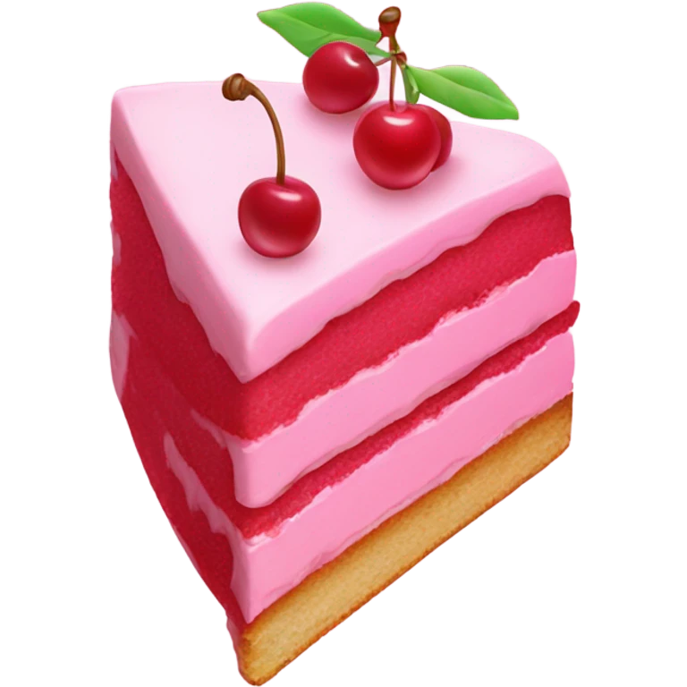 Pink slice of cherry cake with bow emoji