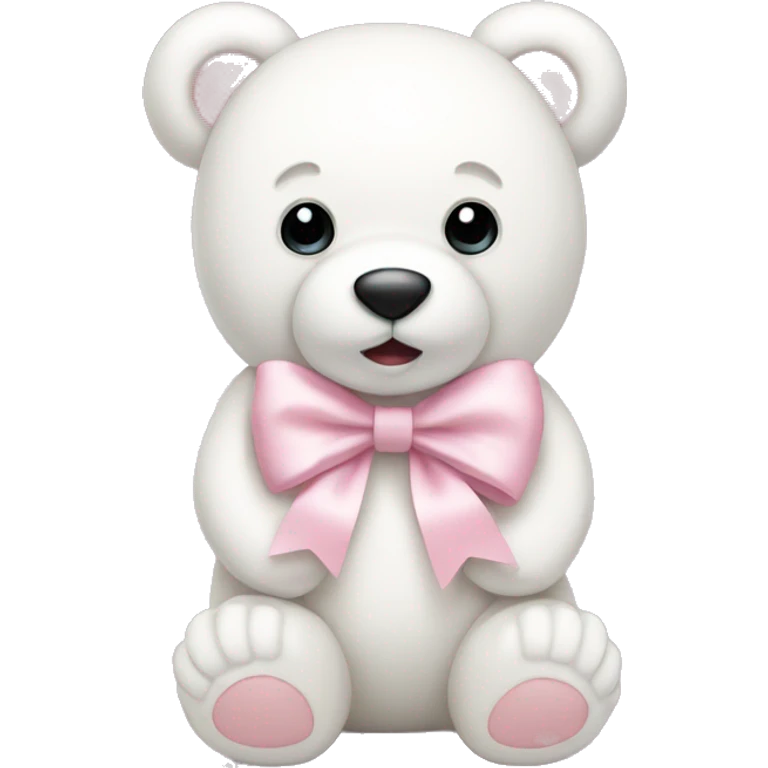 White teddy bear with light pink bow emoji