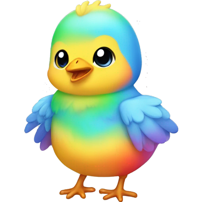rainbow chibi baby chick  emoji