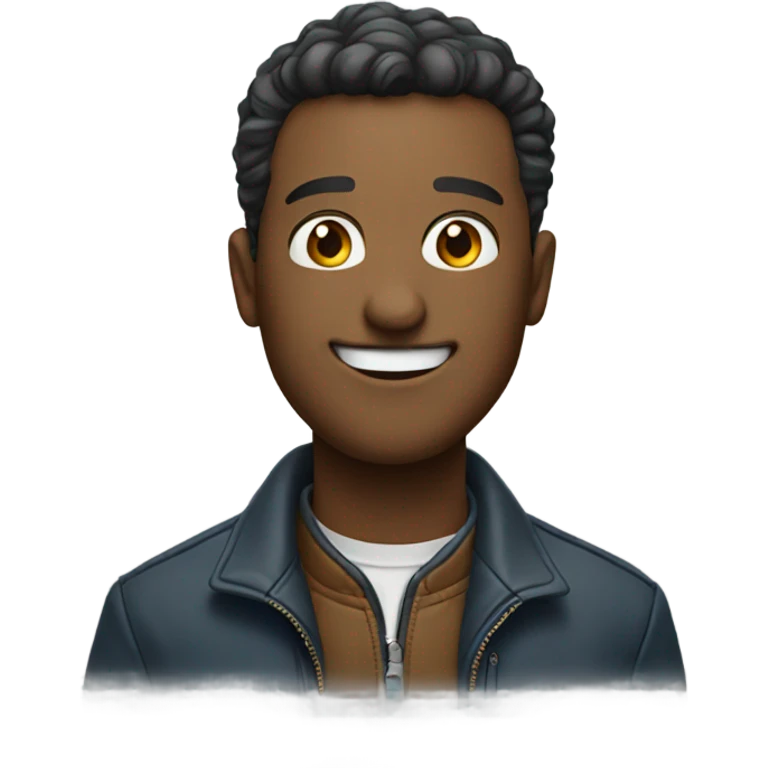 smiling man in jacket emoji