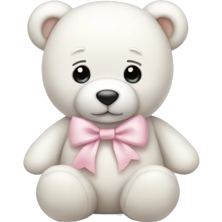 White teddy bear with light pink bow emoji