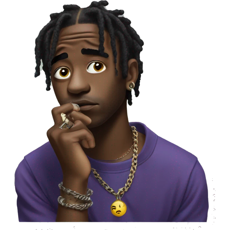 Lil uzi vert thoughtful with his hand on his chin emoji