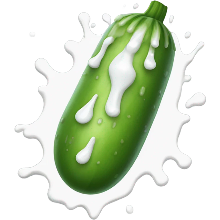 Tanned cucumber with white paint dripping  emoji
