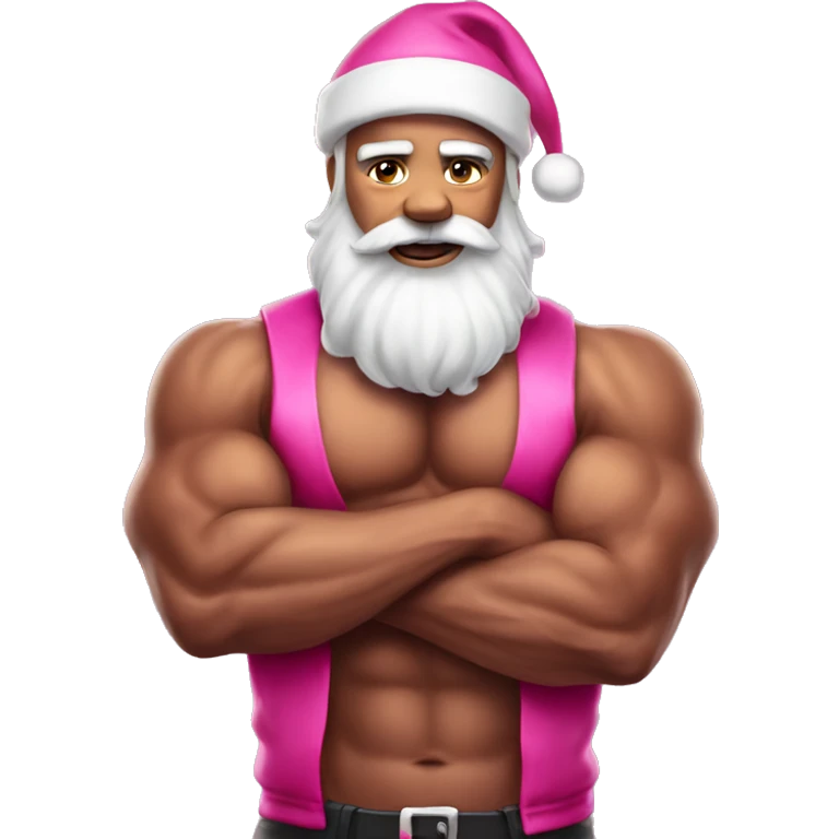 Muscular santa themed solo male portrait pink emoji