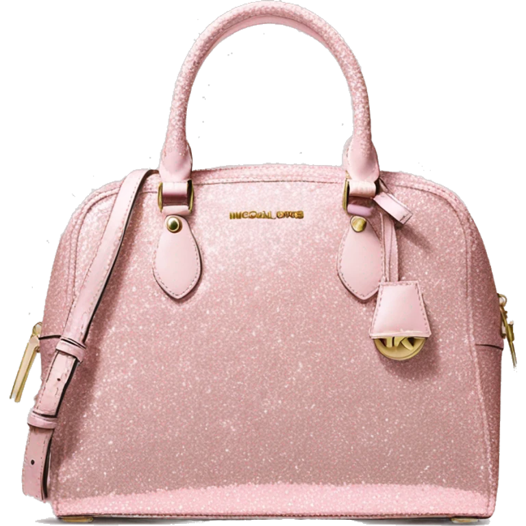 Realistic light pink glitter michael kors satchel purse. emoji