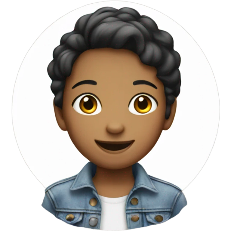 smiling girl in denim jacket emoji