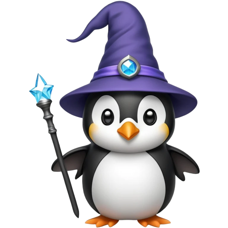 penguin with wizard hat and magic wand emoji