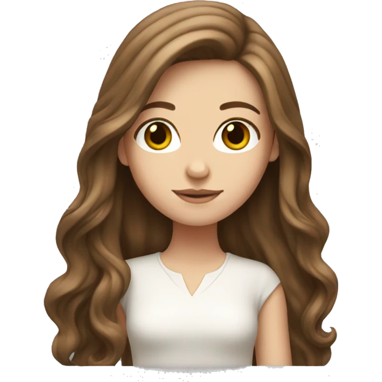 White girl with long brown hair emoji