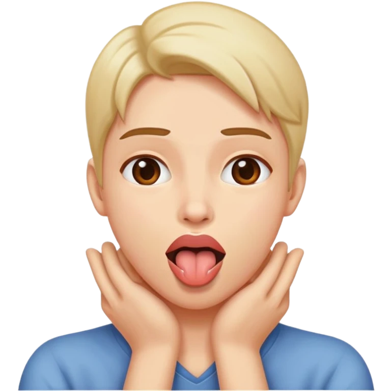 make a person with their hands around their neck and their tounge out emoji
