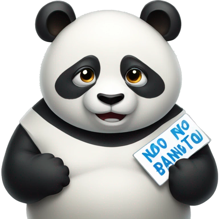 A fat panda holding a sign that says NO emoji
