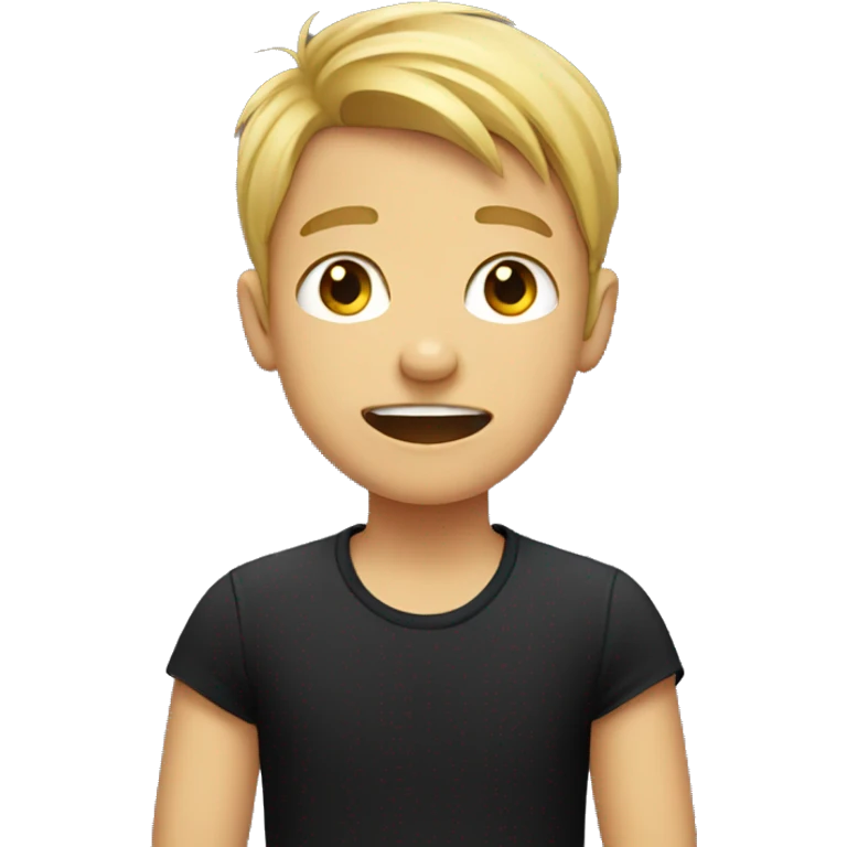 smiling boy in black shirt crying emoji