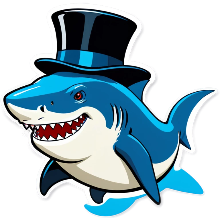Shark with a top hat emoji