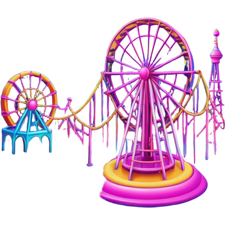 melting neon colors surreal amusement park landscape emoji