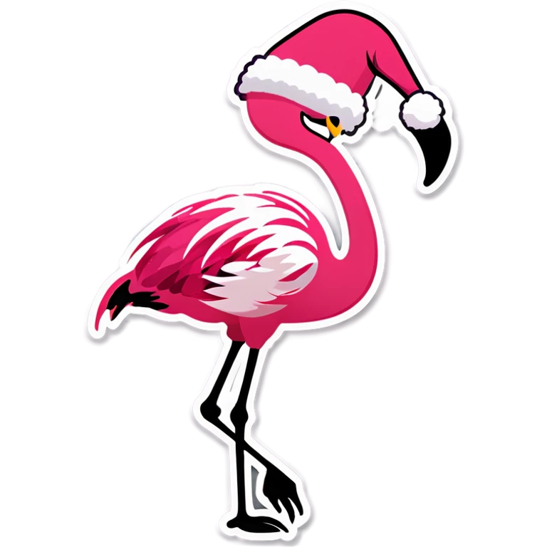 flamingo in a winter hat emoji
