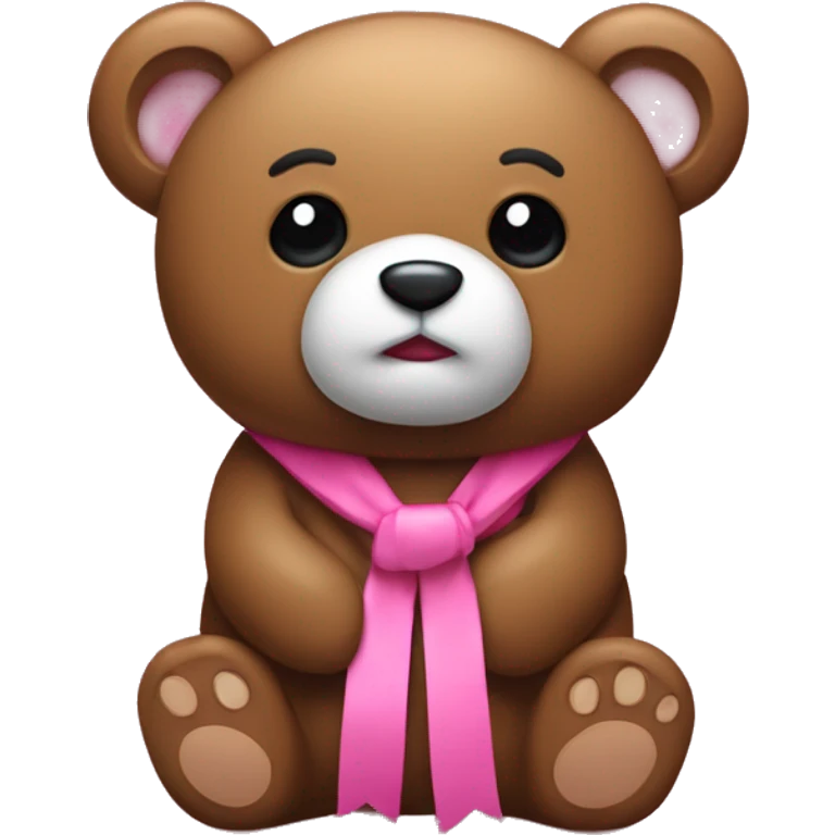 Un osito marrón con lazo rosa emoji