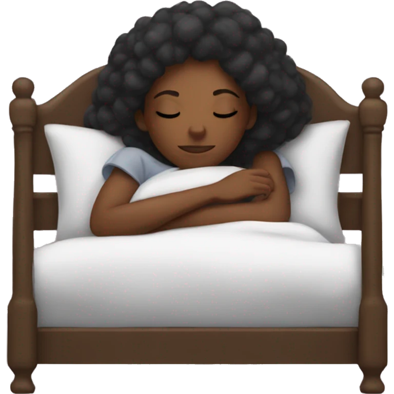 Black girl sleeping in her bed  emoji