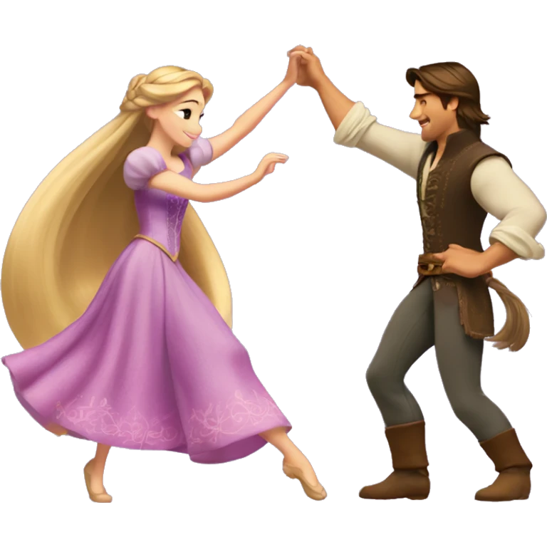Rapunzel and Flynn Rider dancing emoji