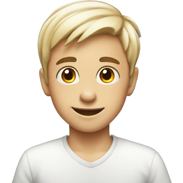 smiling boy in white shirt emoji