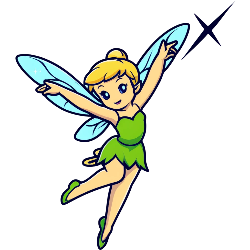 tinkerbell flying with sparkles emoji