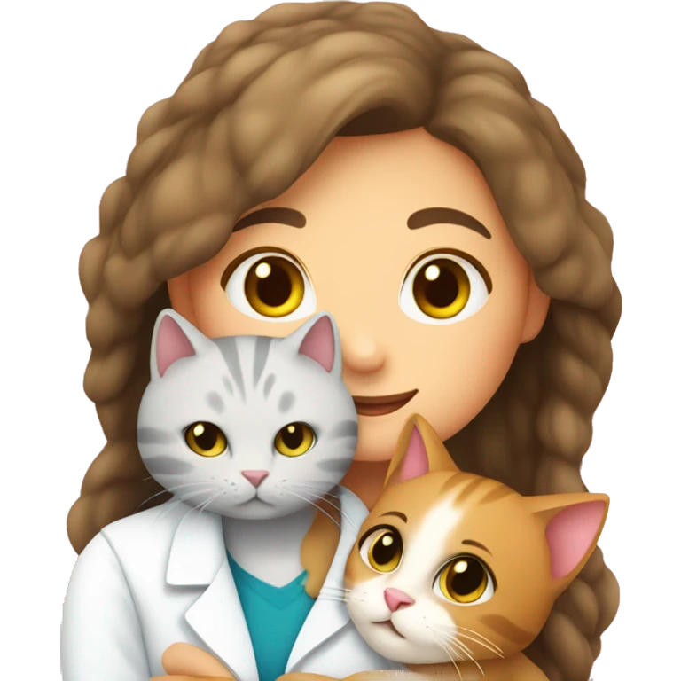 cat cuddles veterinarian girl emoji