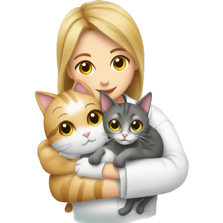 cat cuddles veterinarian girl emoji