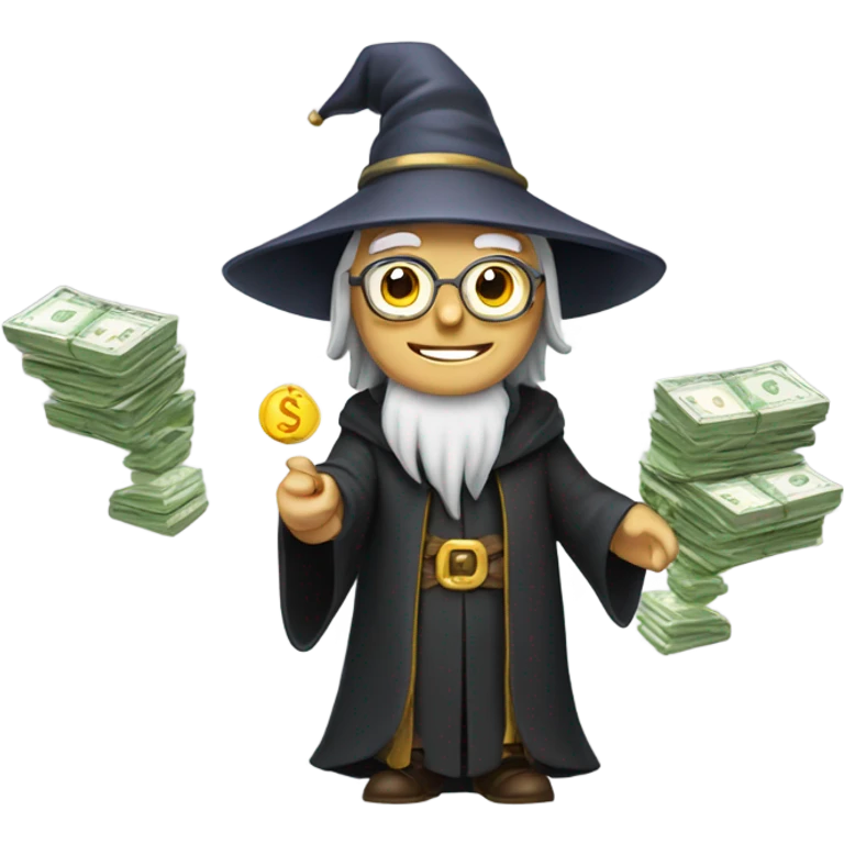Wizard with stacks of money  emoji