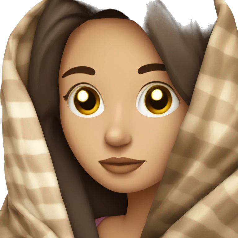 girl brunette inside a blanket sipping coffee eyes closed emoji